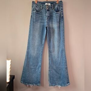 MICA Denim High Rise Wide Leg Flare Jeans - Raw Hem - Size 29